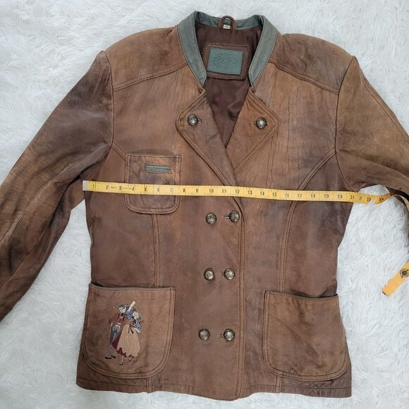 Vintage Leather Sound Double Breasted Brown Jacket - Size 6 - Picture 15 of 16